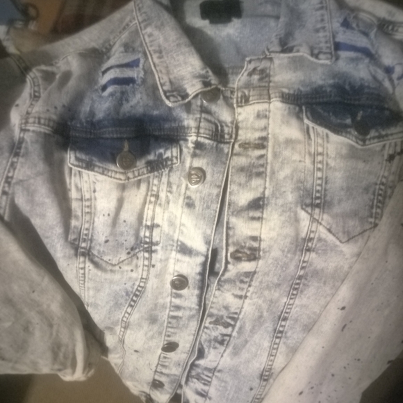 Encrypted Denium Jacket Blue Patches!! Great Condition! - Picture 2 of 4